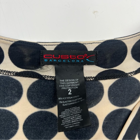 Custco Barcelona we white black dot midi dress skinny 2 L45-22 - Picture 6 of 6